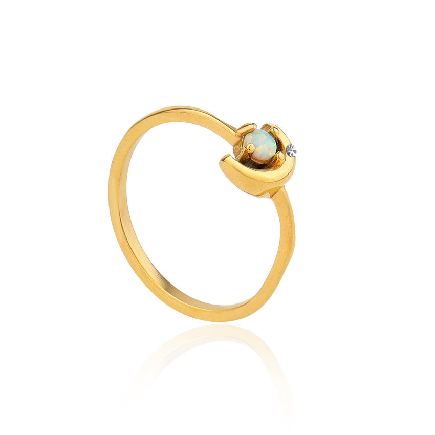 Golden Moon & Star Creative Opal Ring