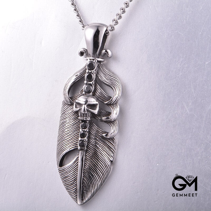 Titanium Steel Feather Cool Necklace