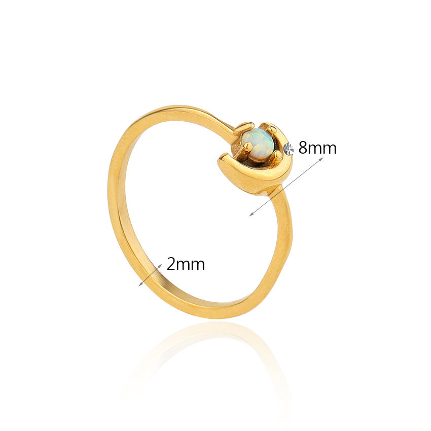 Golden Moon & Star Creative Opal Ring