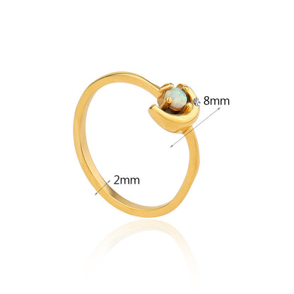 Golden Moon & Star Creative Opal Ring