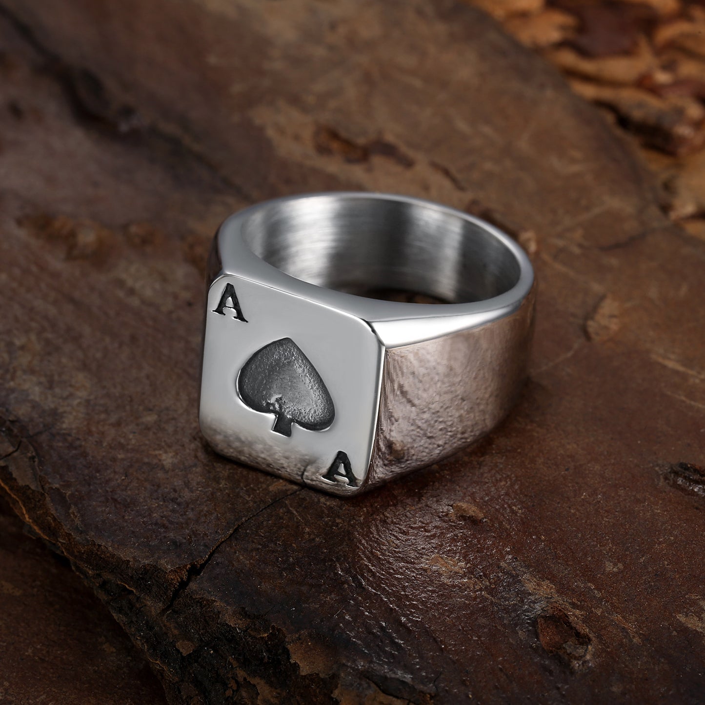 Poker Heart A Men's Titanium Steel Ring