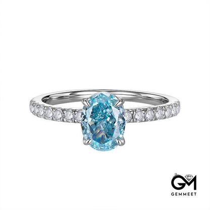 Simple White Zircon Aquamarine Ring