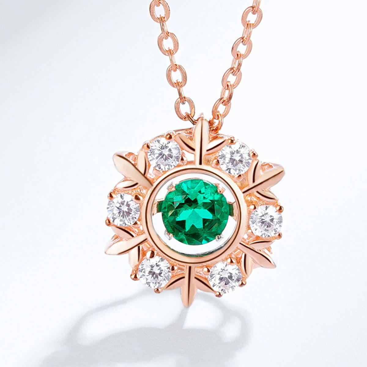 Rose Gold Snowflake Hollow Beating Emerald Chain