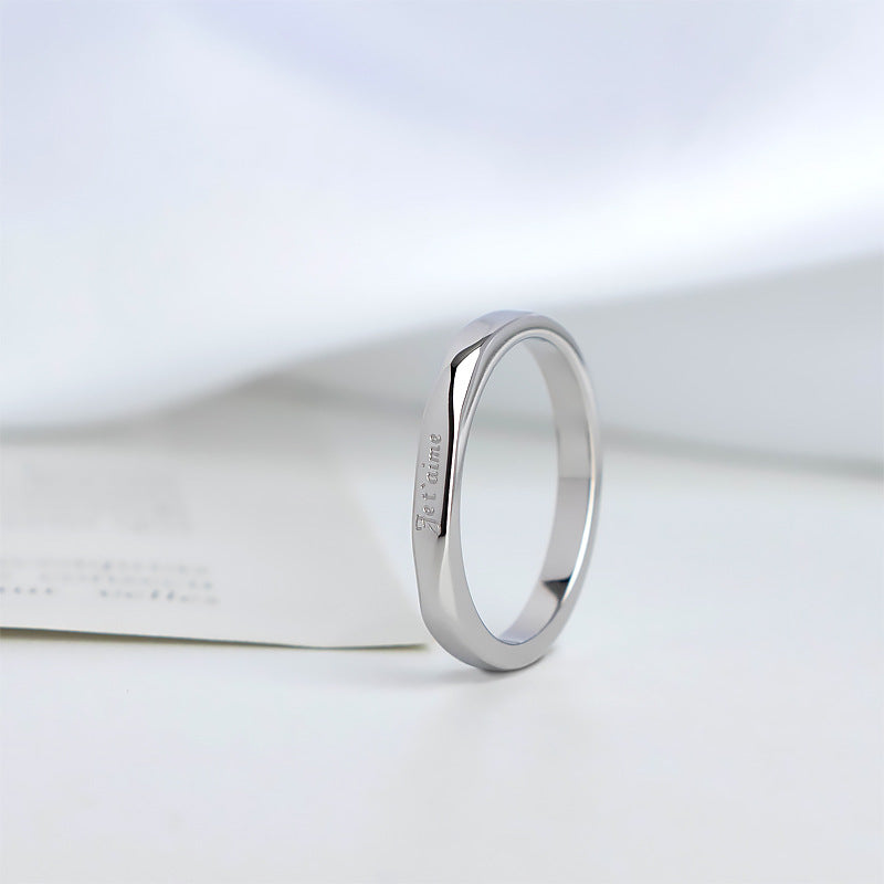 Titanium Steel Does Not Fade Love You Alphabet Design Fashion Simple Ring