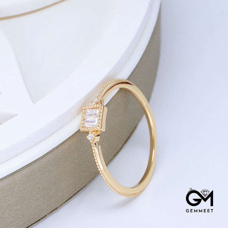 Simple Classic Square Zircon Ring