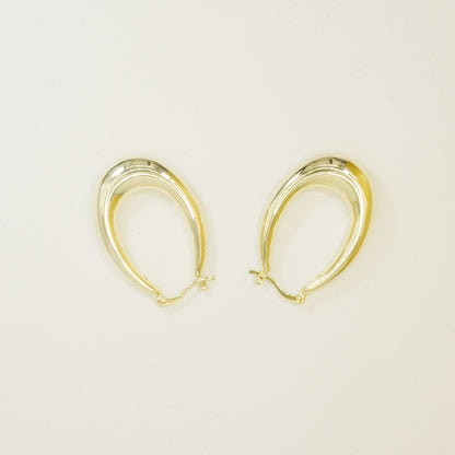 Oval Chunky Big Gold Hoop Earrings