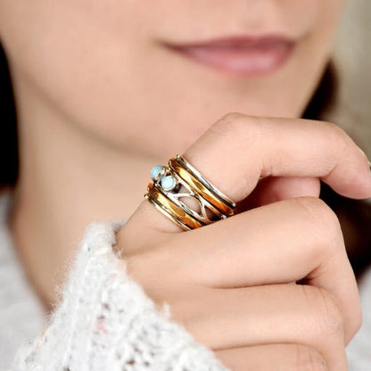 Preorder: Three Stones Larimar Boho Ring