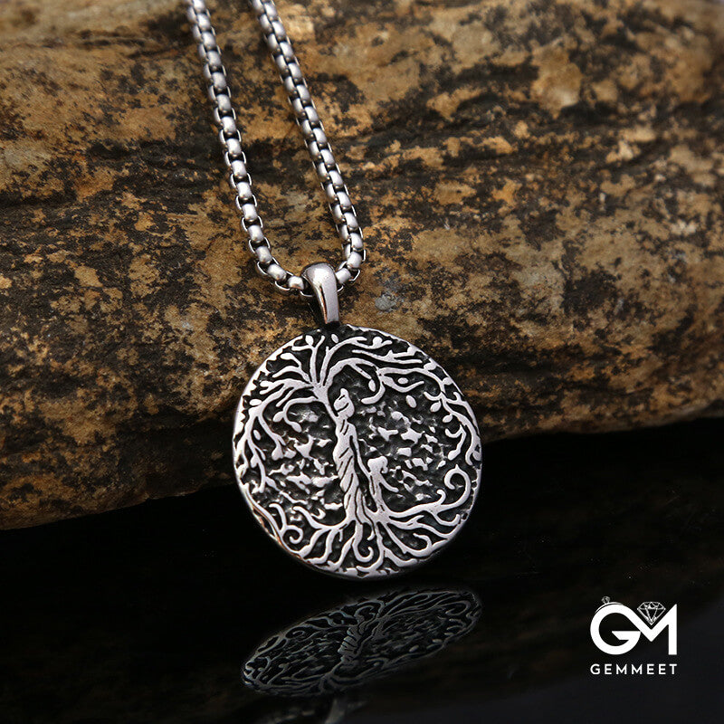 Goddess Lucky Tree Pendant Stainless Steel Necklace