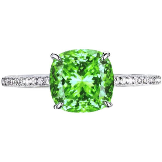 Green Zircon Square Ring