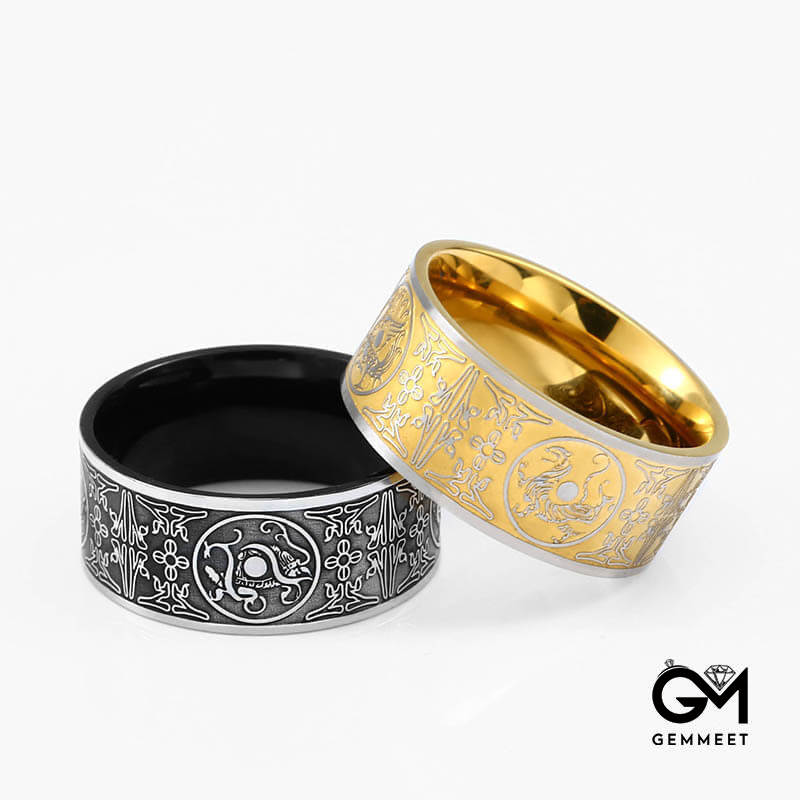 Four Gods Beast Titanium Steel Ring