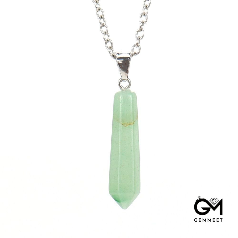 Green Aventurine Hexagon Pointy Pyramid Yoga Necklace