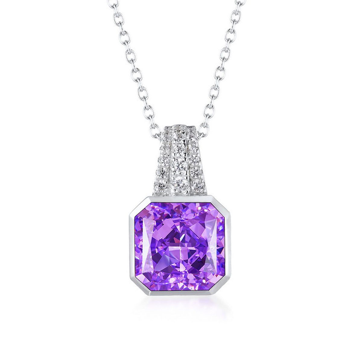 Bezel Setting Octagon Shape Purple Gem Chain