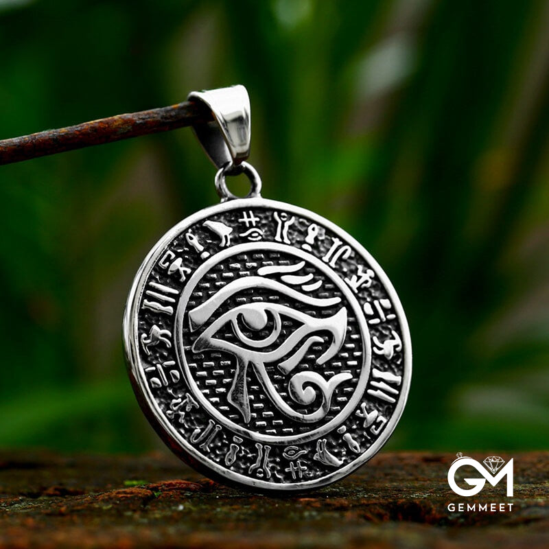 Vintage Egyptian Pharaoh's Eye Titanium Steel Pendant