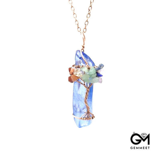 Spray Painted Crystal Pillar Necklace