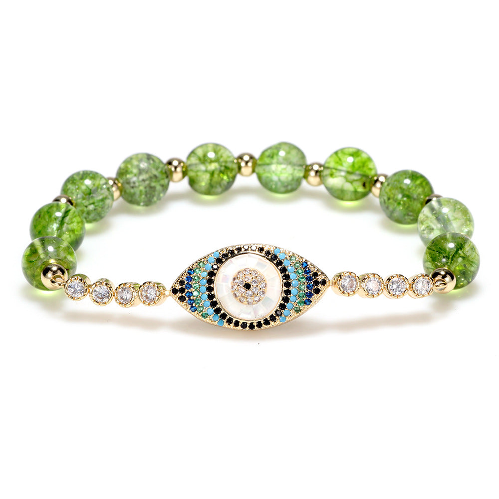 Peridot Evil Eye Symbol Healing Bracelet