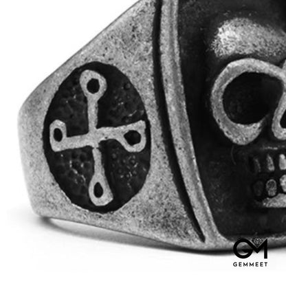 Stainless Steel Hip Hop Style Men's Cross Skull Animal Ring