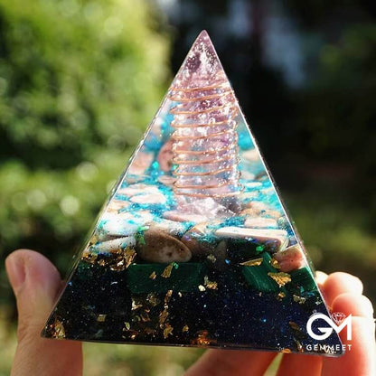 Amethyst Pillar With Rhodonite Orgone Pyramid