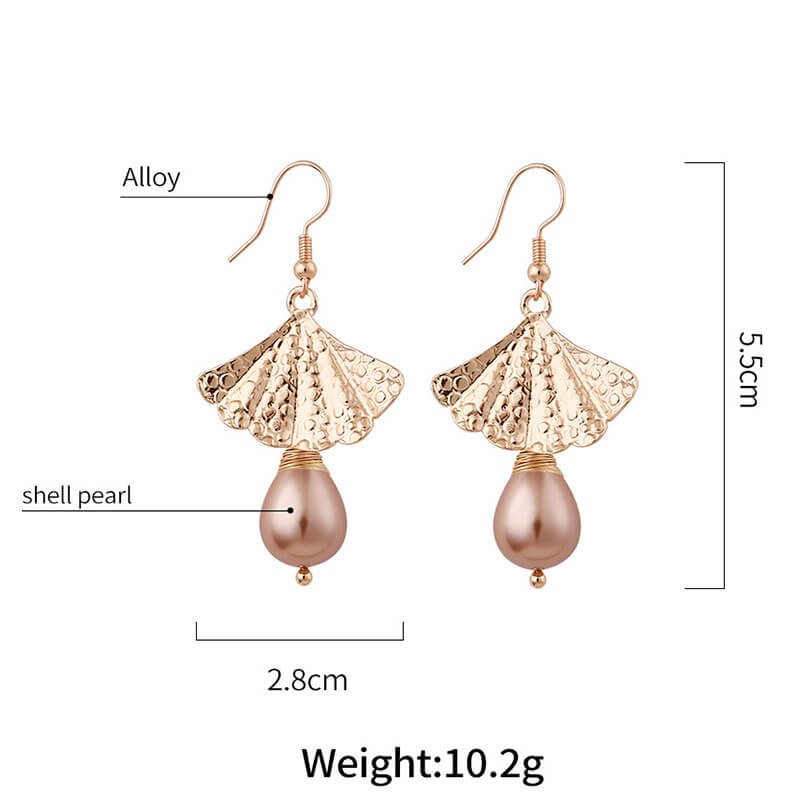 Scalloped Shell Pearl Fashion Earrings