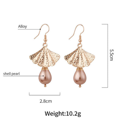 Scalloped Shell Pearl Fashion Earrings