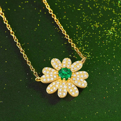 Golden Big.Flower Shape Emerald Full Stones Chain