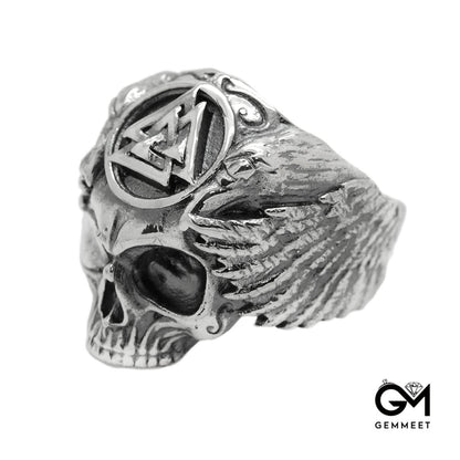 Viking Triangle Stainless Steel Skull Ring