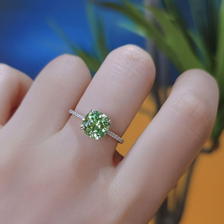 Green Zircon Square Ring