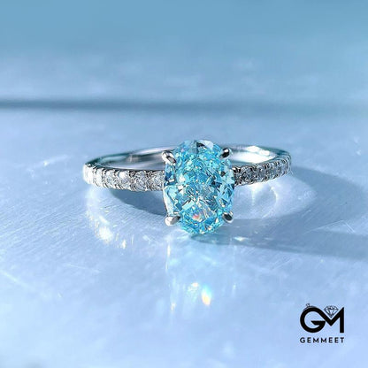 Simple White Zircon Aquamarine Ring