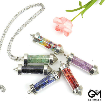 Crystal Wishing Bottle Conical Love Bottle Pendant Necklace