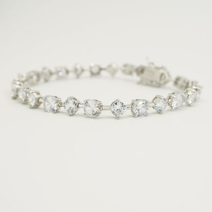 White Gold Round & Square Cut Full Stones Plain Bracelet