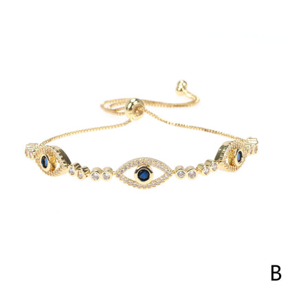 Golden Hollow Evil Eye Full Stones Bracelet