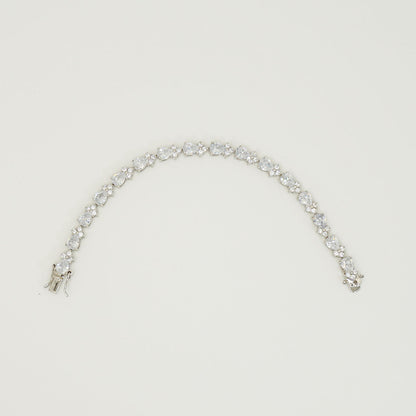 White Gold Prong Setting Pear Shape Stones Plain Bracelet