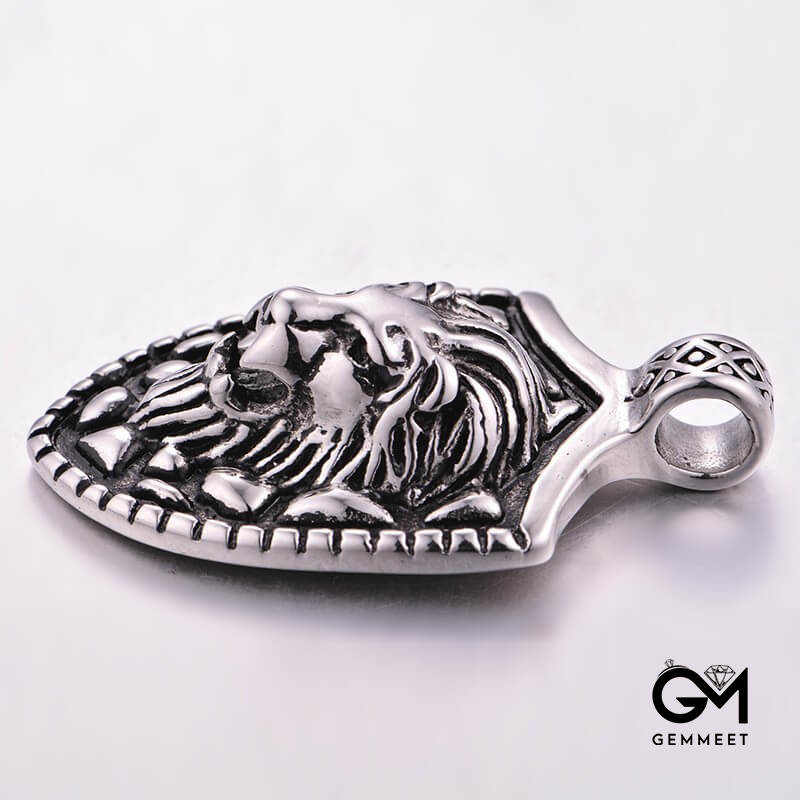 Stainless Steel Lion Head Tag Necklace