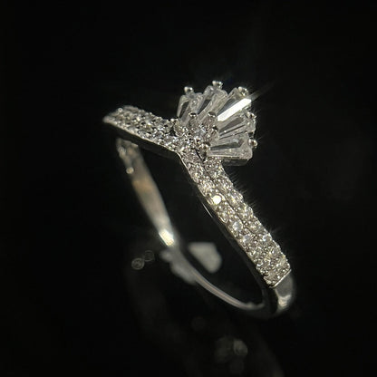 White Gold Crown Shape Full Stones Band Ring