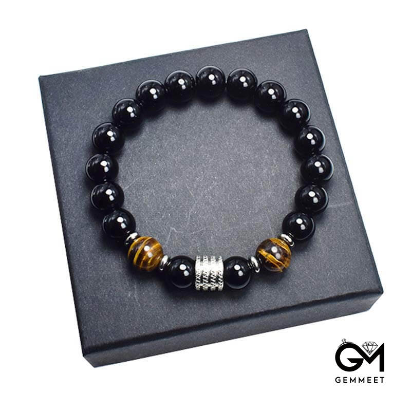 Fashion Tiger Eye with Obsidian Protection Bracelet