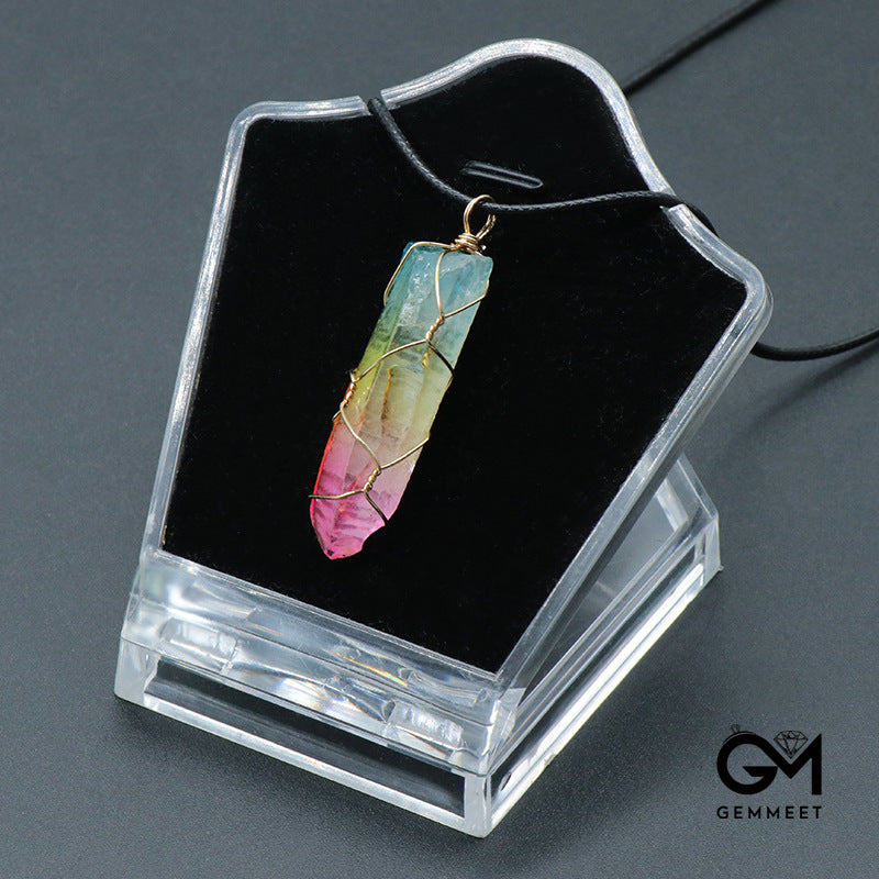 Rainbow Column Colorful Irregular Crystal Pendant