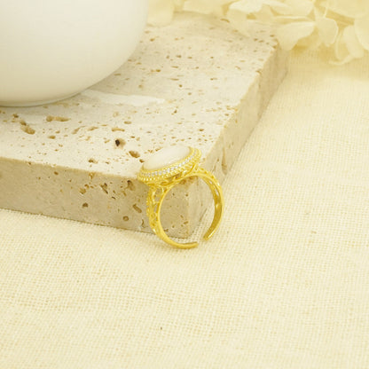 Gold White Shell Stone Sun Shape Ring