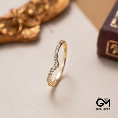 Gold-plated Zircon V-shaped Wedding Ring