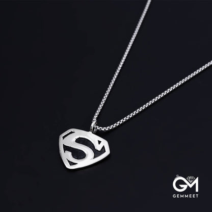 Titanium Steel Superman Logo Pendant Necklace