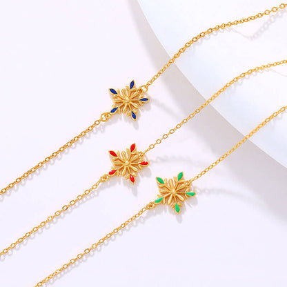 Christmas Niche Design Sense Adjustable Bracelet Colorful Enamel Snowflake Temperament Bracelet