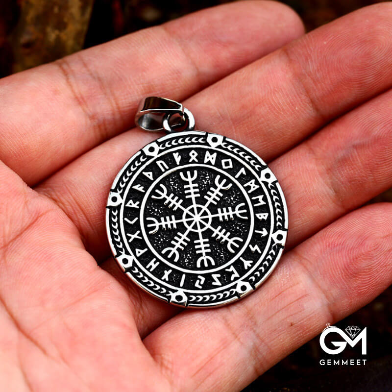 Vintage Stainless Steel Compass Collar Pendant