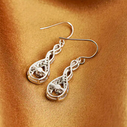 White Gold Twist Circle Full Stones Beating Shinny Dangle Earrings