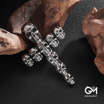 Vintage Cross Alloy Skull Necklace