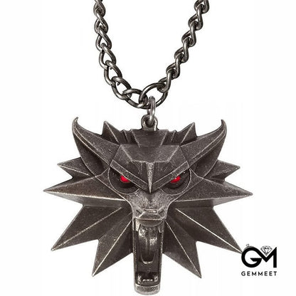 Wild Hunt White Wolf Medallion Necklace