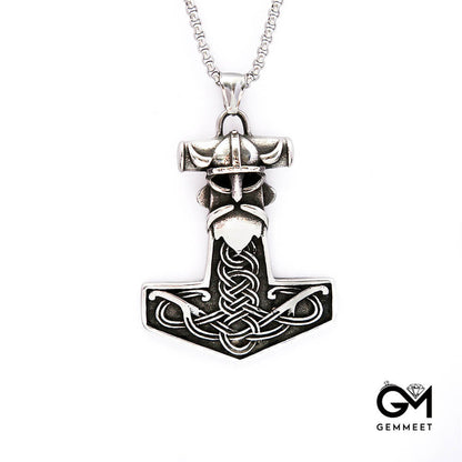 Stainless Steel Thor's Hammer Celtic Viking Warrior Necklace