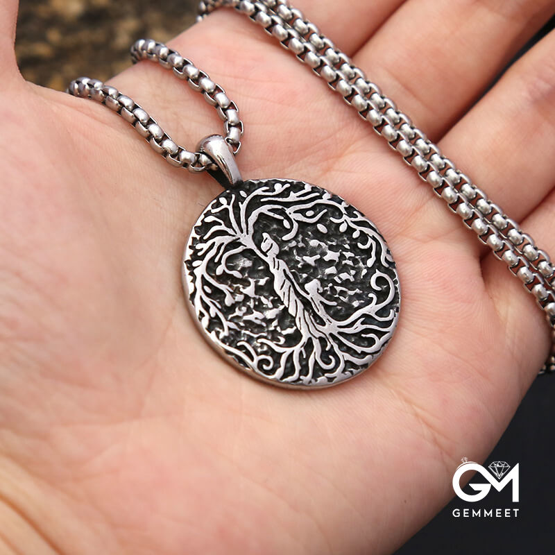 Goddess Lucky Tree Pendant Stainless Steel Necklace