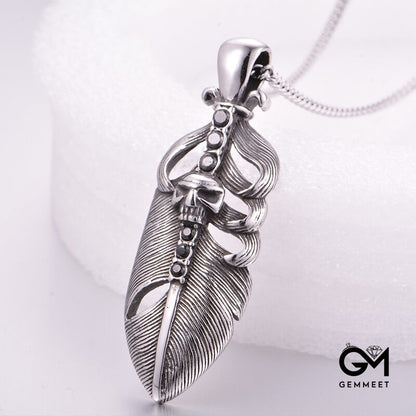 Titanium Steel Feather Cool Necklace