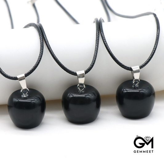 Obsidian Crystal Agate Apple Pendant