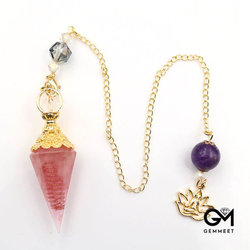 Gold-plated Hexagonal Pyramid Crystal Pendant