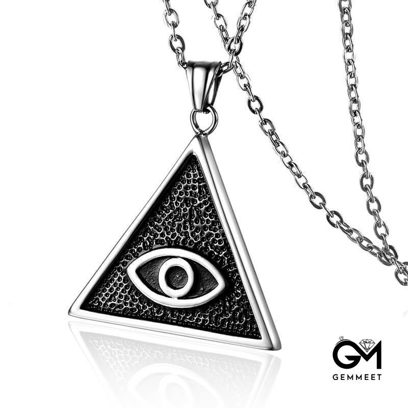 Titanium Steel Horus Eye of God Triangle Necklace