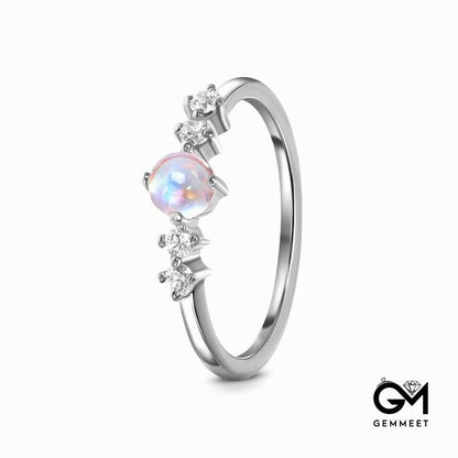 Simple Zircon Moonstone Ring